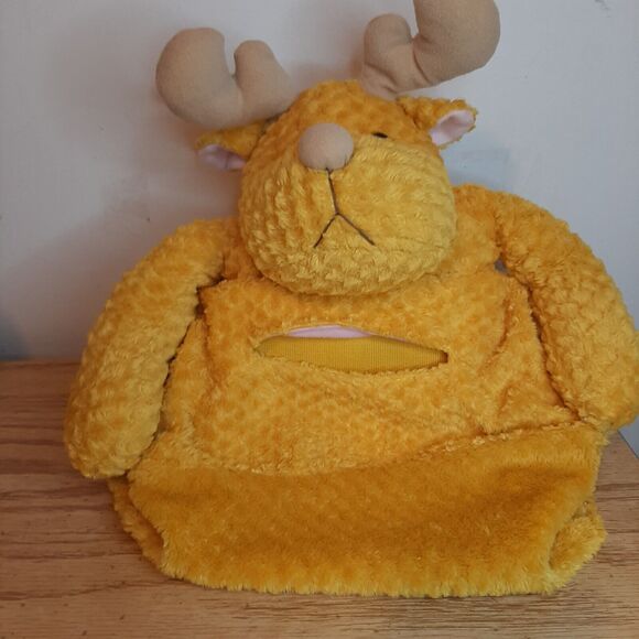 Vintage Plush Moose Tissue Box Holders / Cover Mustard Yellow - Picture 7 of 12